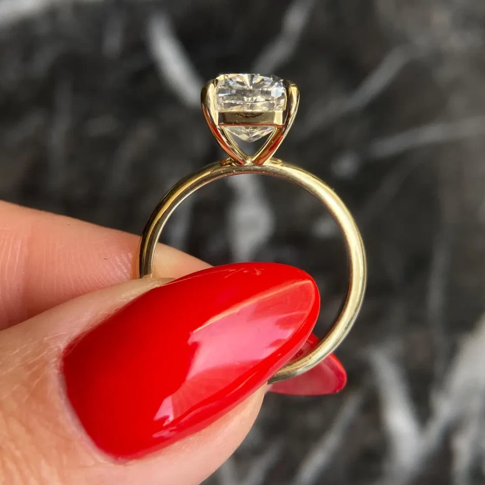 Cushion Cut Diamond Ring 18k Yellow Gold Lab Grown 2.5 Carat IGI Certified Women - Image 4 of 4