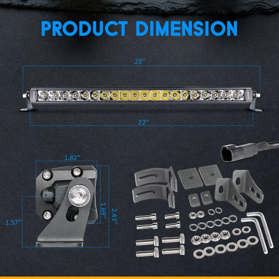 22 Inch 60W for RAM 1500 Classic Flood Spot Driving LED Light Bar+Bracket+Screw Foto 4 de 4