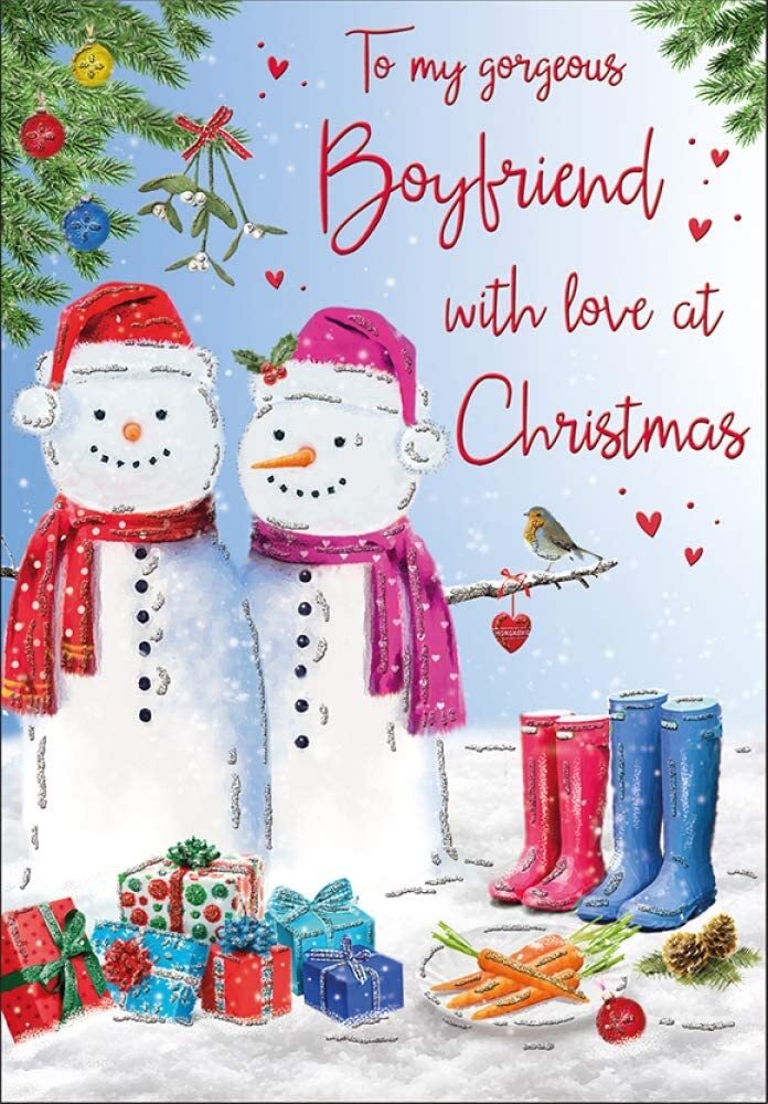 To My Gorgeous Boyfriend At Christmas Medium Card 15x25cm (6x9inches)