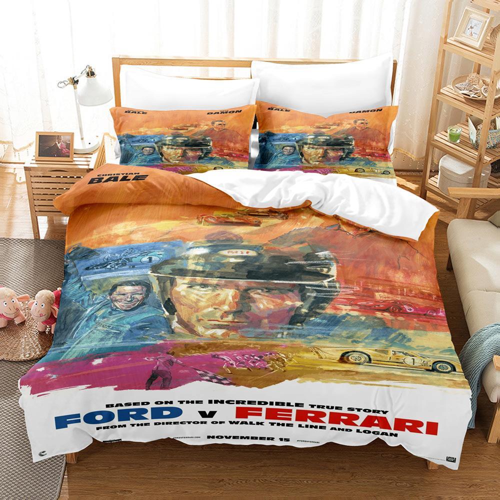 FORD V FERRARI Bedding Set Gift Quilt Duvet Cover Set 2/3Pcs