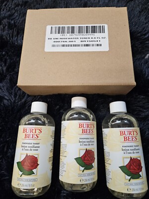 3x Burt's Bees Rosewater Toner 99.9% Natural - 8oz New Sealed Discontinued Rare