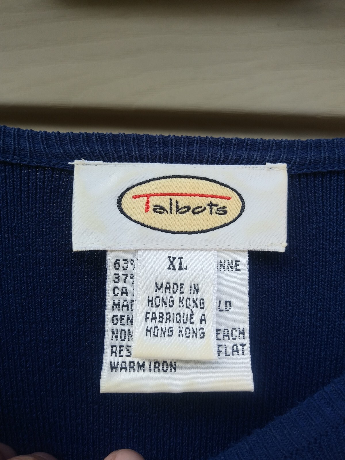 TOP TALBOTS NAVY BLUE KNIT BASIC LONG SLEEVE Sz XL - image 2