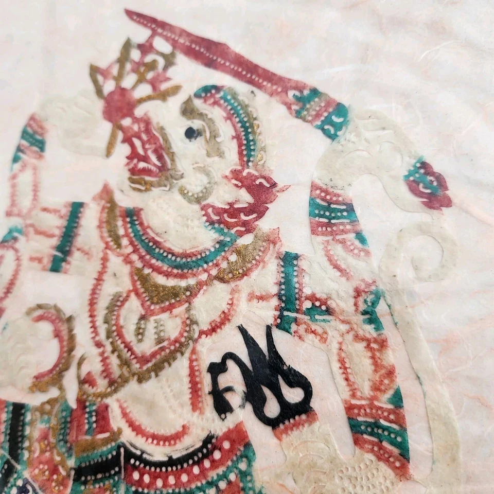 Pintura de seda tailandesa original dios guerrero arte vintage enmarcado 12"x16" Foto 2 de 4