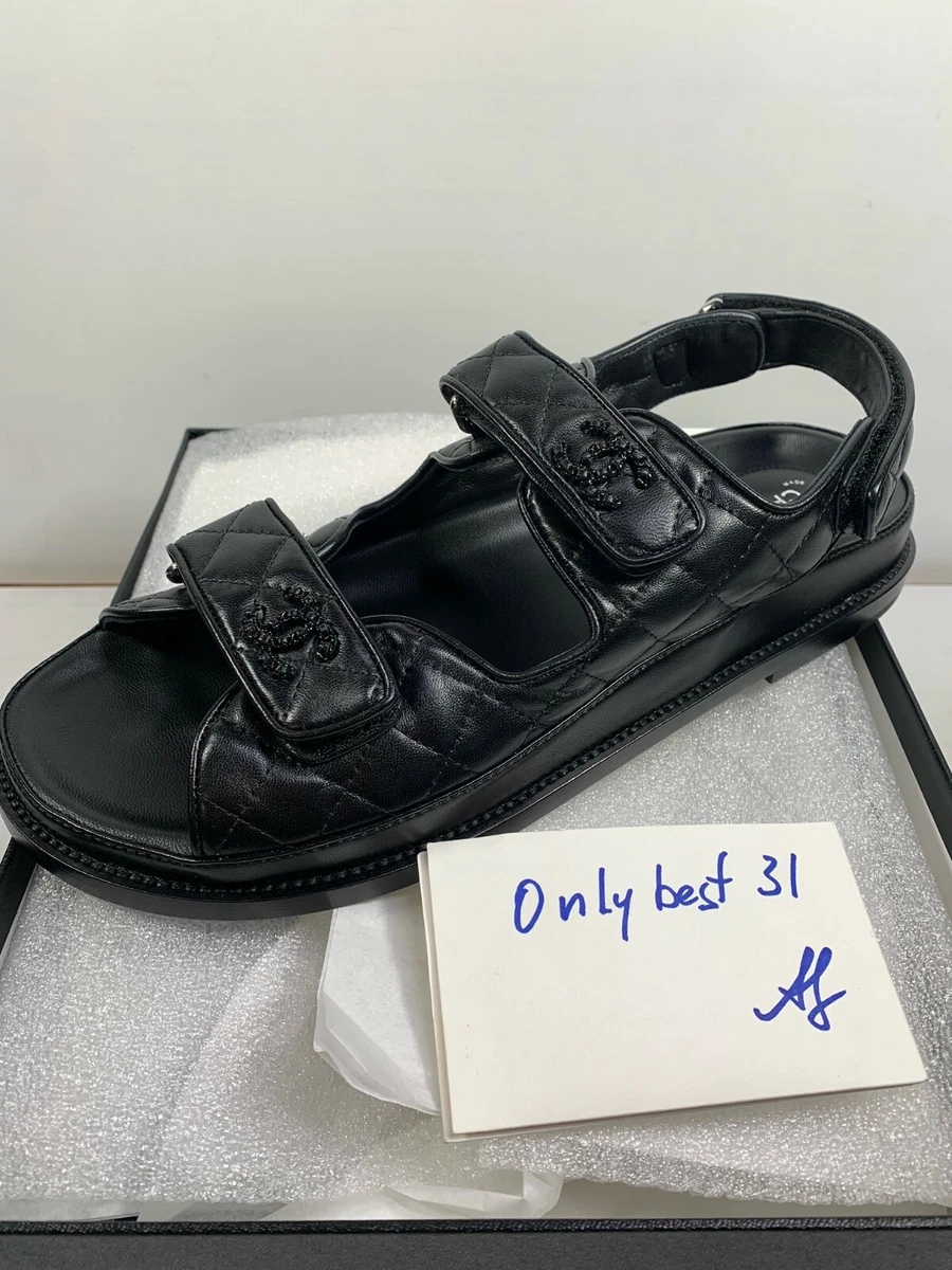 Chanel 21S G31848 black DAD Sandals black logo 41-41.5 EUR sizes