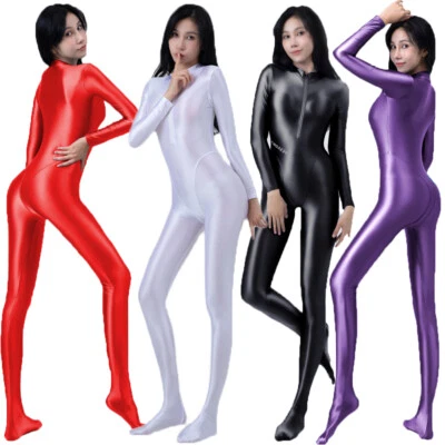 AMORESY Damen Smooth Einteiler Overalls Cosplay Langarm Rompers Sports Catsuits - Bild 1 von 4