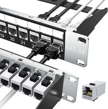  UL Listed 24 Port Patch Panel Rackmount or Wall Mount 19-Inch 1U  Cat 6A Netw