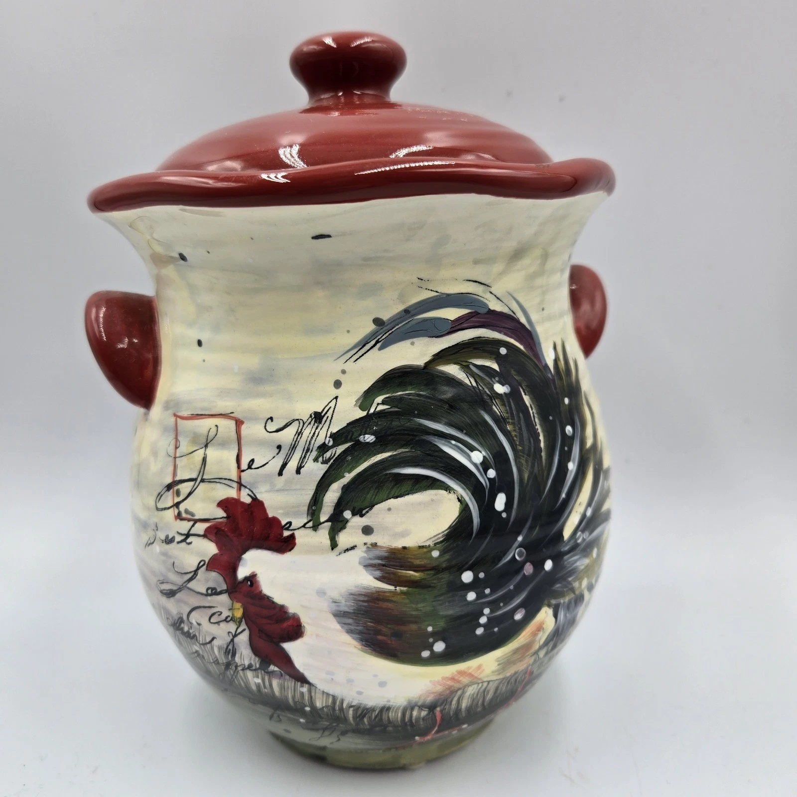SUSAN WINGET Rooster Canister Cookie Jar 8" Cottagecore Farmhouse Kitchen Decor