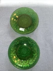 Vtg 2 Anchor Hocking Sandwich Forest Green Pressed 4 1/2" Custard Cup Plate