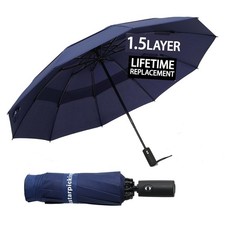 Mustarpicking Reverse Windproof Travel Umbrella - 12.5 inches, Navy blue