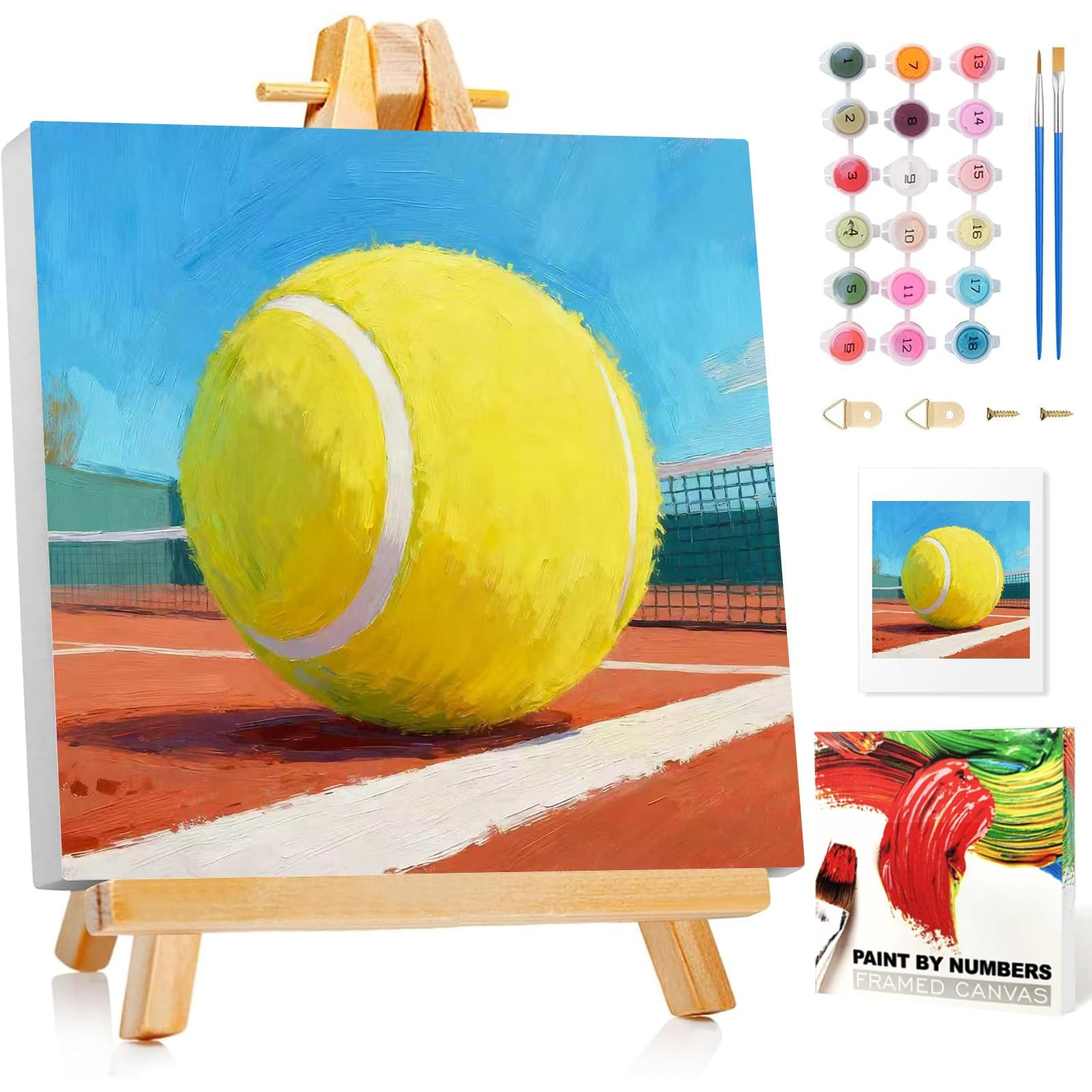 Peinture au tennis par numéros cadeau anniversaire enfant avec cadre
