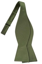 Self-Tied Satin Bow Tie Solid Tuxedo Adjustable Bowties For Adults Olive Green