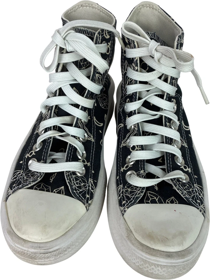 Converse All Star High Top Trainers Black White Pattern Size UK 4.5 - Image 2 of 4