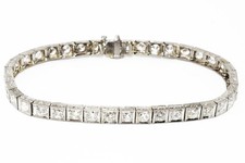 $18,500 Platinum 5.30CT Antique Art Deco Natural Round Diamond Tennis Bracelet