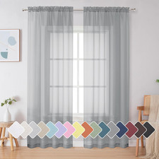 Light Grey Sheer Curtains 84 Inches Long, Light Filtering Rod Pockets