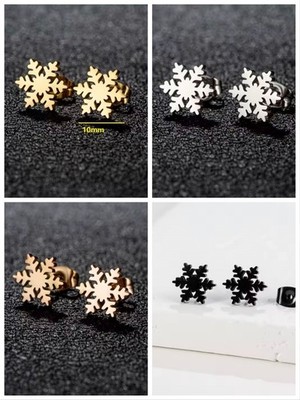 JS  1 Paar Ohrringe Ohrstecker Edelstahl Schneeflocke Weihnachten ES-1033