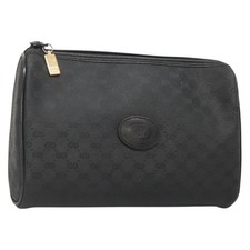 GUCCI Micro GG Supreme Pouch PVC Nero Oro Autentico 133307