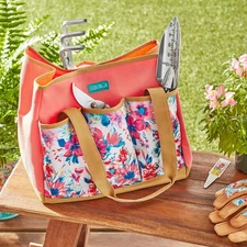 The Pioneer Woman FRESH FLORAL Garden Tote Bag with Pockets for Storing Tools