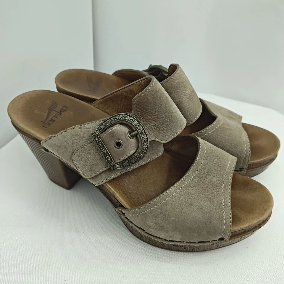 Sandalias Dansko de cuero gris confort tacón correderas EU 39 US 8 Foto 2 de 4