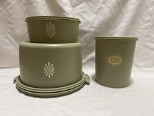Vintage Tupperware Avocado Green Set Of 3 Cake Carrier Cookie