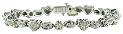Andrea Candela 18k Gold & Sterling Pave Diamond Heart Cable Bracelet ACB90/09
