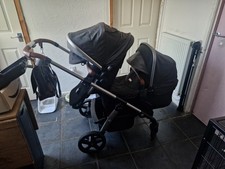 Silvercross Wave Double Pram/Pushchair Tandem with Tan Handles and Accessories