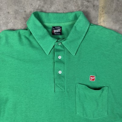 Vintage 7UP Shirt Polo Size XL Green 1990s Screen Stars Retro Soda Streetwear