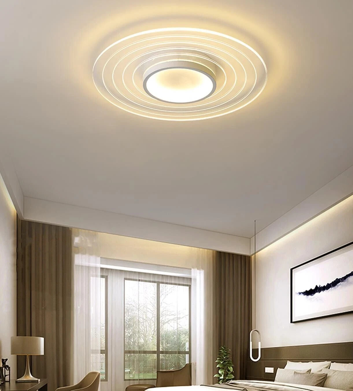 Plafoniera LED 38W Moderna Luce Calda 3000K Lampadario Soffitto Design - 1