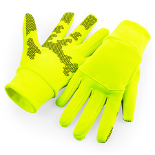 New Beechfield Soft Shell Sports tech Gloves. Fluro Yellow. 2 Sizes. B4920.