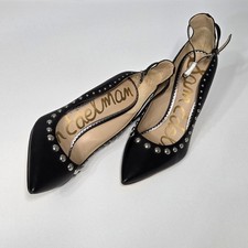 NEW Sam Edelman Helen Black leather Ankle Strap Pump W/studs women  s 9