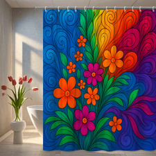 Colorful Floral Shower Curtain - Vibrant Bathroom Decor