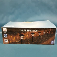 New NIOB 8 Piece Set Solar Stake Lights Pathway Lanterns Rippled Panes