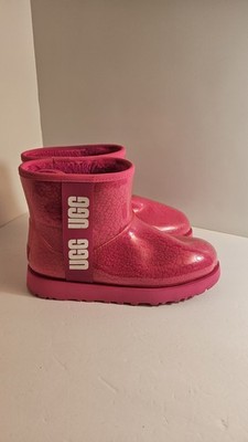 UGG Classic Clear Mini Boots Women's Size 7 Pink Waterproof Winter