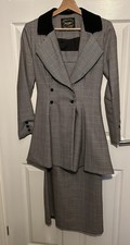 Vintage Houndstooth Droopy and Browns Angela Holmes Wool Jacket And Skirt UK 8 