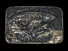 TJ15123 VINTAGE 1988 BASS ANGLERS SPORTSMAN SOCIETY FISHING BELT BUCKLE