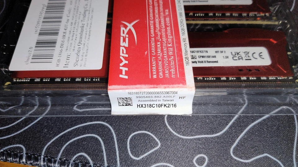 HYPER X 2 X 8go soit 16go DDR3 1866mhz rouge HX318C10FK2/16 NEUVE (2) - Photo 2/4
