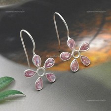 Pear Natural Cubic Zirconia Dangle Bezel Daughter Gift Earrings Sterling Silver