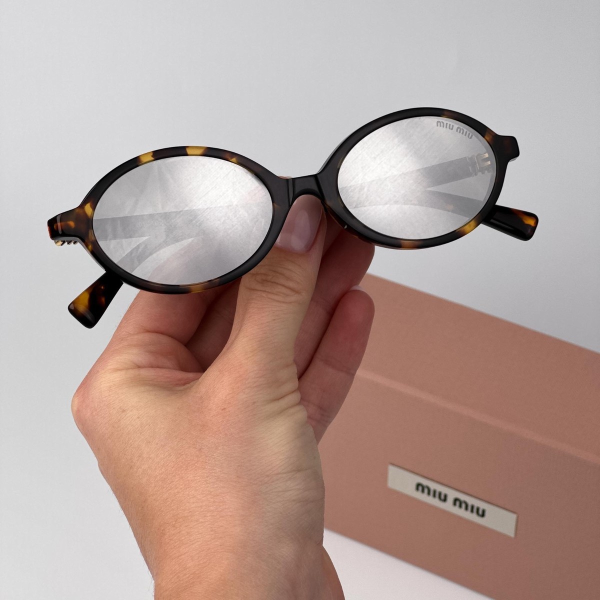 miu miu sunglasses サングラス グレー系 ケース付き Miu Miu Women Sunglasses Havana Grey Mirror Silver MU04ZSF REGARD