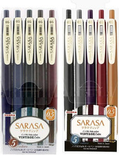 Zebra Sarasa Clip 0.5 Retractable Gel Ink Pen, Rubber Grip, 0.5 Mm, Vintage Colo