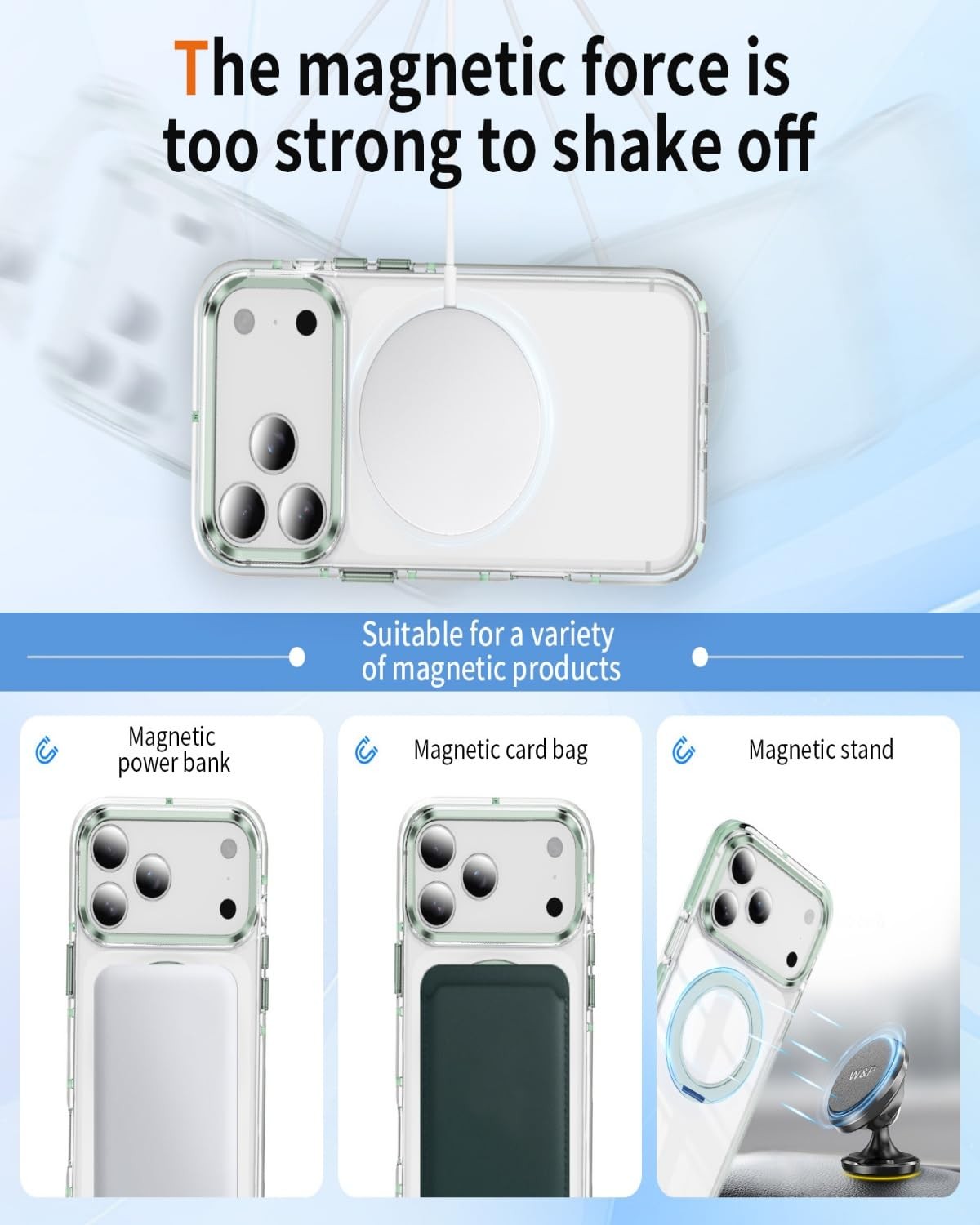 Housse aimantée iPhone 17 Pro Max transparente avec béquille