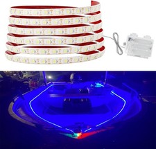 2 Pack Pontoon Boat LED Strip Lights 16.4ft Battery Powered Waterproof Red Blue