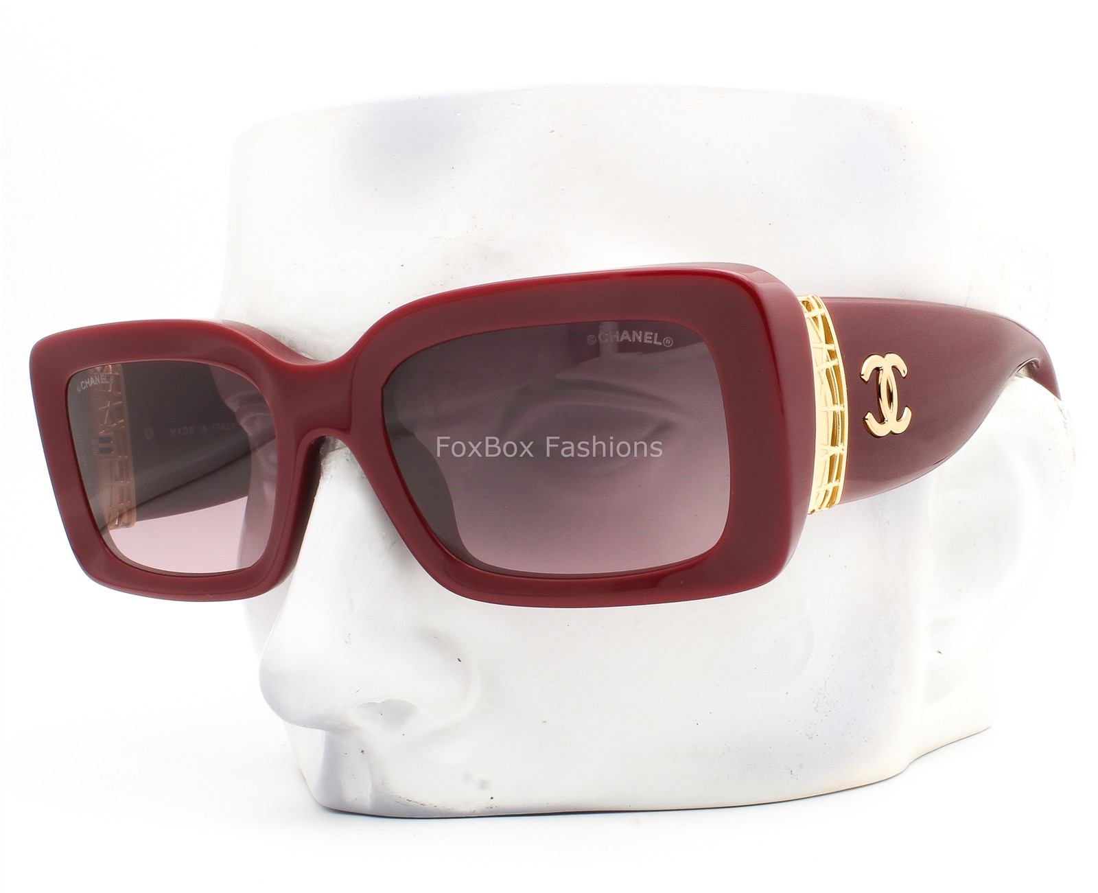 Chanel Jewel Tweed Sunglasses ch5534A 1792/S1 Red Gold with Case Display