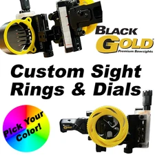 Black Gold Custom Archery Bow Sight Ring & Dial Upgrades; All Sights & 14 Colors