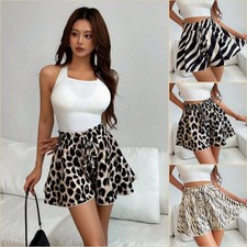 Womens Abstract Print Skort High Waist Casual Summer Shorts Skirt UK