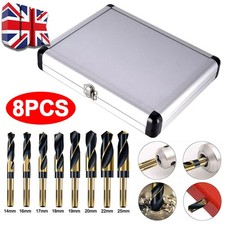 8PC Cobalt BLACKSMITH TITANIUM HSS STEEL DRILL BIT SET 14 16 18 19 21 22 24 25MM