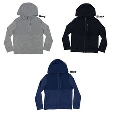 Member's Mark Boys Lightweight UPF 30 Full Zip Mixed Media Pocketed Hoodie
