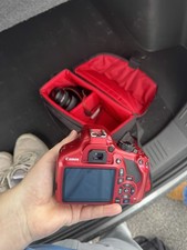 Canon EOS Rebel T6 DSLR Camera Red W/ 18-55mm  75-300mm Lens Bag Battery