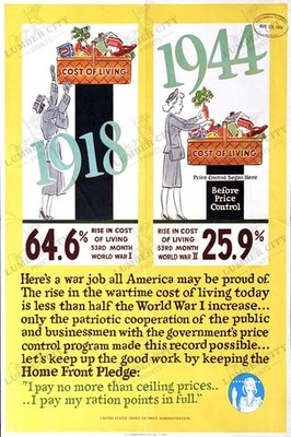 Cost of Living 1944 WWII Home Front Propaganda Poster Print Wall Art USA
