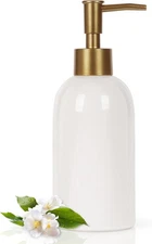 14OZ Ceramic Soap Dispenser Ceramic Soap Pump Dispenser Can Fill Liquid- (White)