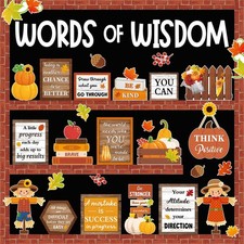 57 PCS Fall Bulletin Board Set Inspirational Flower Positive Cutout