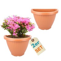 2X Blumentopf Wand Blumen Topf Montage Vase Pflanzen Halterung 30 Cm Terrakotta